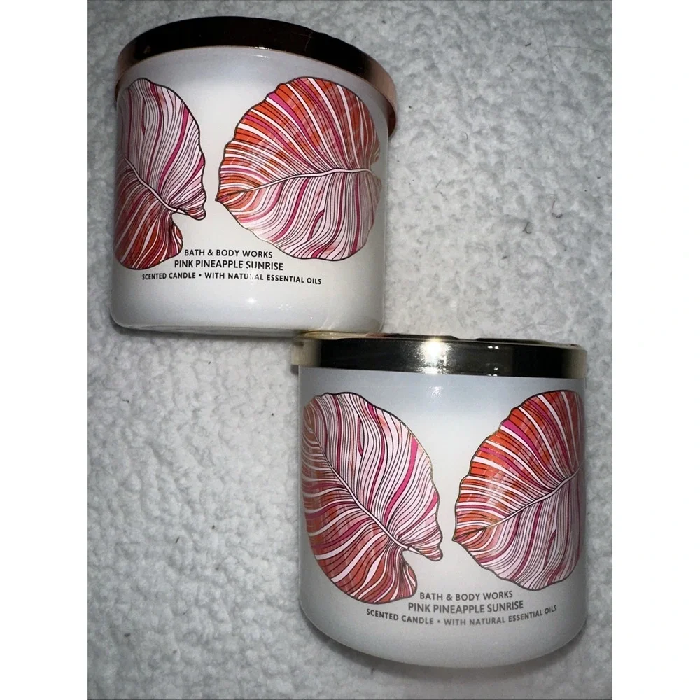 Bath & Body Works Pink Pineapple Sunrise 3-Wick Scented Candle Set of 2 14.5oz